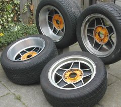 The new wheels (ATS) for the 1972 VW Beetle.